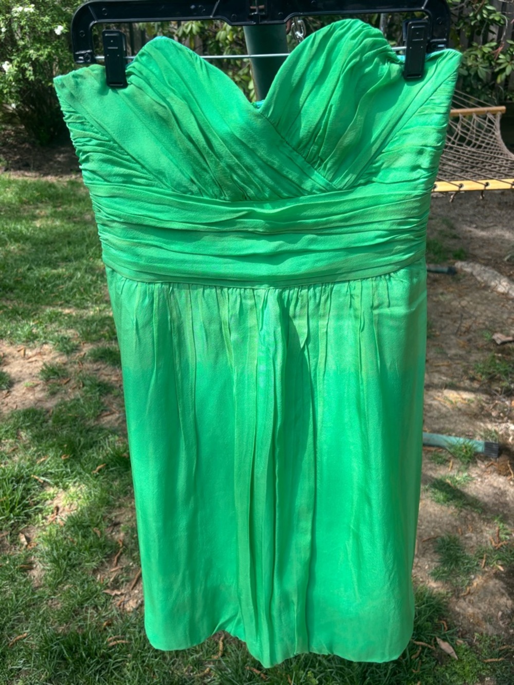 Shoshanna Strapless Emerald Green Ruched Sweetheart Dress